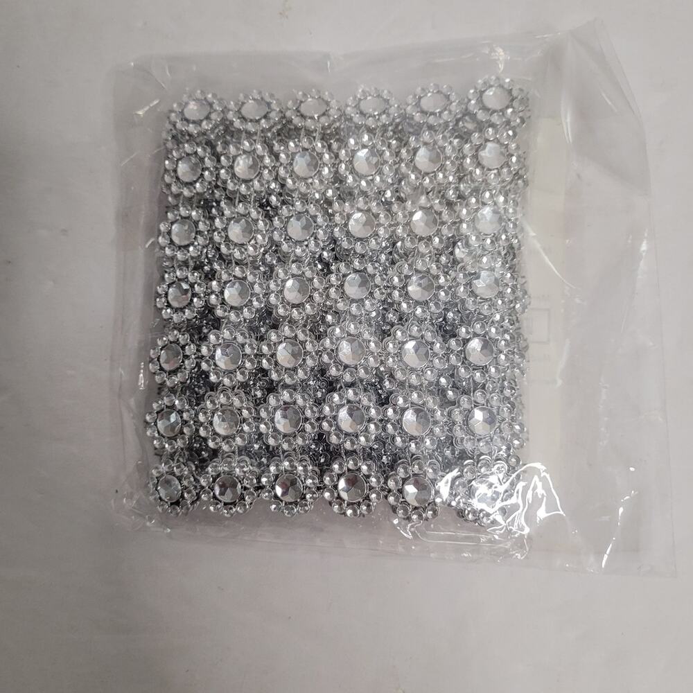 Silver Rhinestone Flower Embellishments